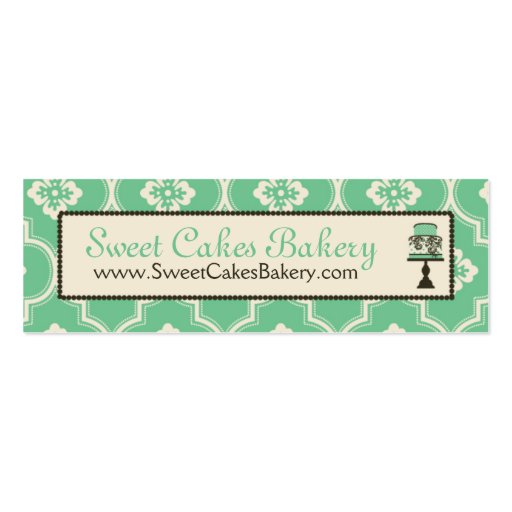 Sweet Cake Skinny Business Card Teal (front side)