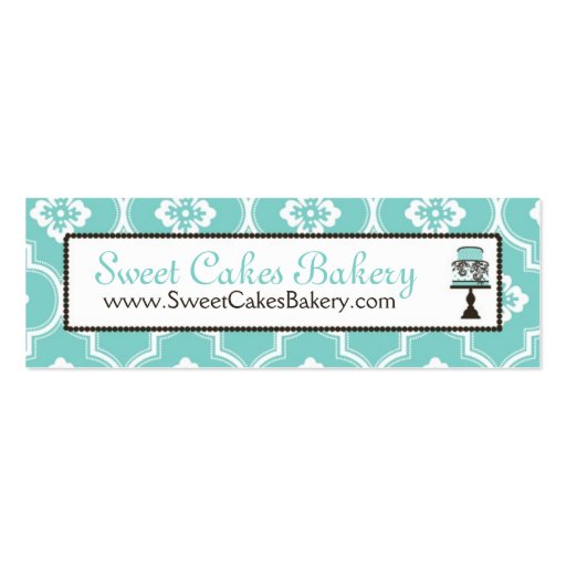 Sweet Cake Skinny Business Card Turq CR (front side)