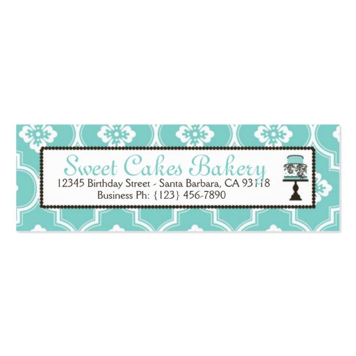 Sweet Cake Skinny TY Gift Tag Turq Business Card Templates (back side)