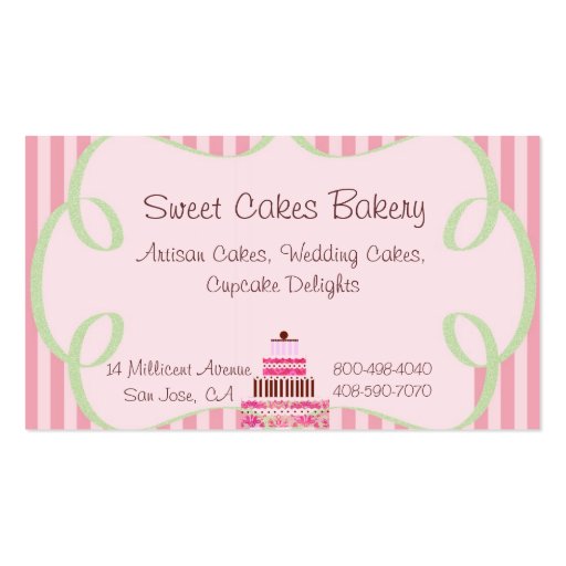 Sweet Cakes Business Card (back side)