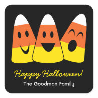 Sweet candy corn fun cute Halloween favor tag Square Stickers