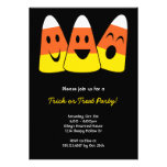 Sweet candy corn trio trick or treat Halloween Personalized Invitation