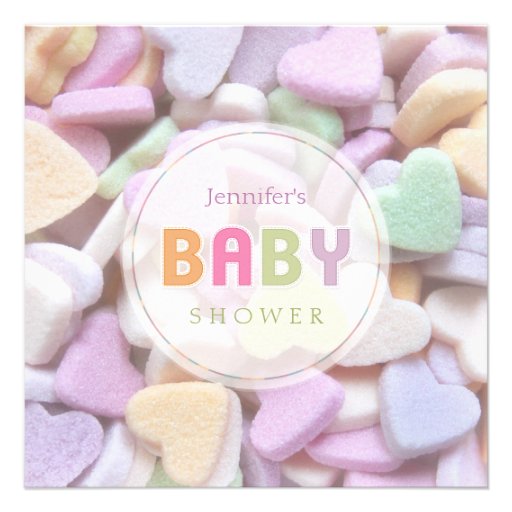 Sweet Candy Hearts Neutral Baby Shower invitation