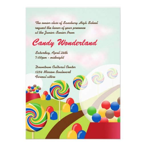 Sweet candy wonderland junior senior prom formal custom announcements