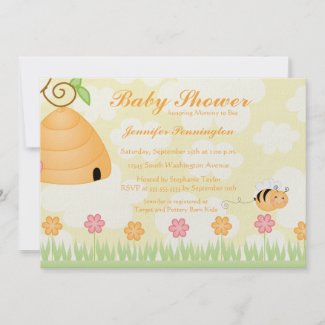 Sweet cartoon bumble bee baby shower invitation invitation