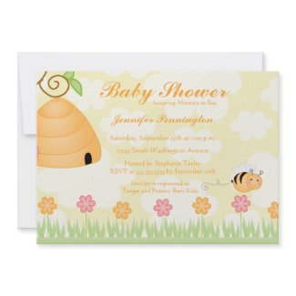 Sweet cartoon bumble bee baby shower invitation invitation