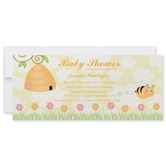 Sweet cartoon bumble bee baby shower invitation invitation