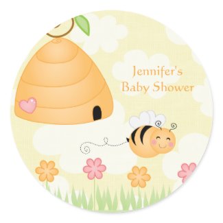 Sweet cartoon bumble bee baby shower sticker sticker