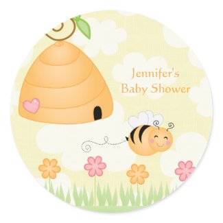 Sweet cartoon bumble bee baby shower sticker sticker