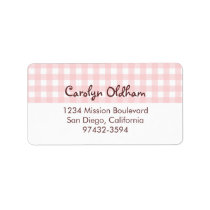 Sweet charming pink gingham return or mailing labels