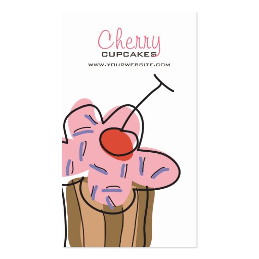Sweet Cherry Cupcake Bakery Dessert Profile Card Business Card (front side)
