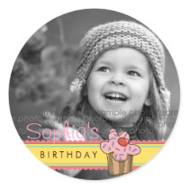 Sweet Cherry Cupcake Birthday Gift Label Sticker