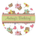 Sweet Cherry Cupcakes Birthday Gift Label Sticker