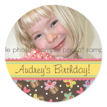 Sweet Cherry Cupcakes Birthday Gift Label Sticker