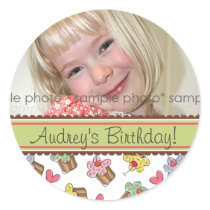 Sweet Cherry Cupcakes Birthday Gift Label Sticker