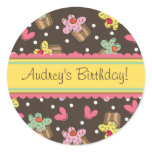 Sweet Cherry Cupcakes Birthday Gift Label Sticker