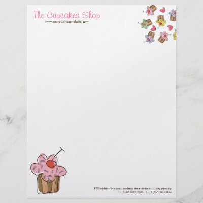 Company Letterhead Template on Sweet Cherry Cupcakes Business Letterhead Template From Zazzle Com