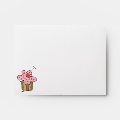 Sweet Cherry Cupcakes Confectionery Bakery Cute Envelopes