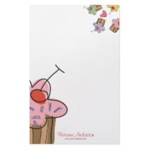 Sweet Cherry Cupcakes Cute Fun Custom Stationery by fatfatin_design Sweet Cherry Cupcakes Cute Fun Custom Stationery