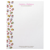 Sweet Cherry Cupcakes Cute Fun Letterhead Template by fatfatin_design Sweet Cherry Cupcakes Cute Fun Letterhead Template