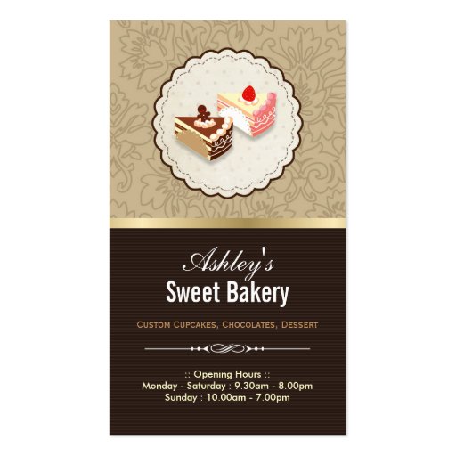 Sweet Chocolates Cupcakes Dessert - Bakery Shop Business Card Templates (front side)