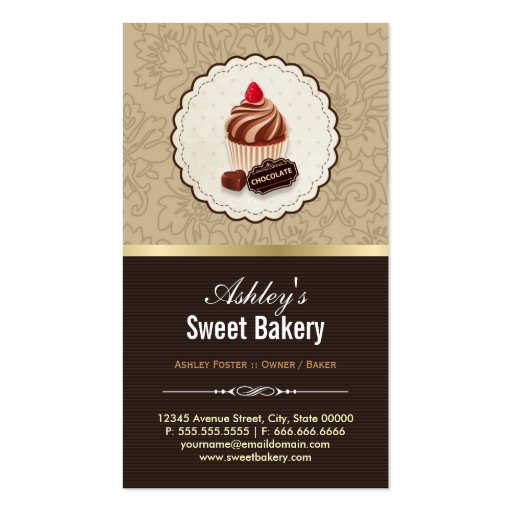 Sweet Chocolates Cupcakes Dessert - Bakery Shop Business Card Templates (back side)