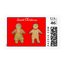 Sweet Christmas (gingerbread woman & man cookies) postage by jsoh Sweet Christmas (gingerbread woman & man cookies) postage