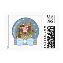 Sweet Christmas Pigs and Gingers Snowglobes Postage Stamps