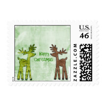 Sweet Christmas Reindeer Postage Stamp