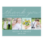 Sweet Collage Wedding Thank You Card - Aqua postcards