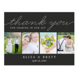 Sweet Collage Wedding Thank You Card - Charcoal postcards