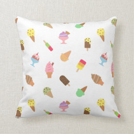 Sweet Colorful Ice Cream Pattern For Girls Room Throw Pillows