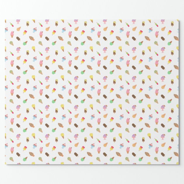 Sweet Colorful Ice Cream Pattern For Girls Wrapping Paper