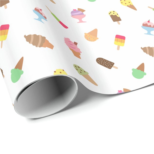 Sweet Colorful Ice Cream Pattern For Girls Wrapping Paper 3/4