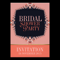 Sweet Coral & Pink Bridal Shower Party Invitations invitations