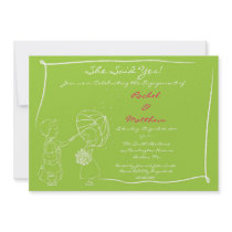 Sweet Couple in the Rain Engagement Invitation