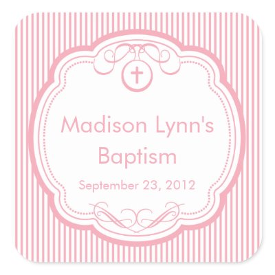 Favor Ideas on Sweet Cross In Frame Baptism Favor Seal Pink Sticker