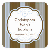 Sweet Cross In Frame Baptism Favor Seal Square Sticker