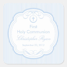 Sweet Cross In Frame First Holy Communion Boy Square Stickers