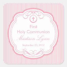 Sweet Cross In Frame First Holy Communion Pink Sticker