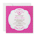 Sweet Cross Pink Baby Girl Baptism Invitation