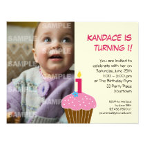 Sweet Cupcake 1st Birthday Party Invitation