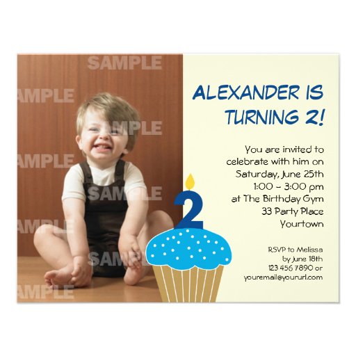 Sweet Cupcake 2nd Birthday Party Personalized Invitation