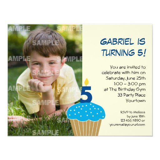 Sweet Cupcake 5th Birthday Party Invitation