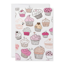 Sweet cupcake pattern invitation (blanco inside)