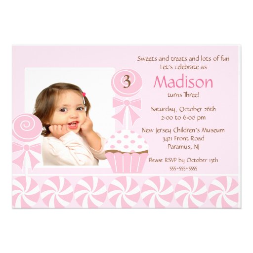 Sweet Cupcake Photo Birthday Invitation