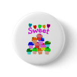 "Sweet" Cupcake Stack with Bright Hearts buttons