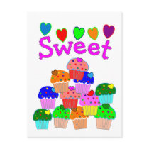 "Sweet" Cupcake Stack with Bright Hearts postcards by gailg1957 "Sweet" Cupcake Stack with Bright Hearts postcards