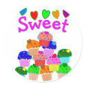 "Sweet" Cupcake Stack with Bright Hearts stickers