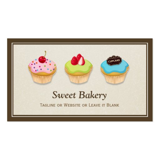 Sweet Cupcakes Bakery Baker - Simple Elegant Business Card Templates (back side)